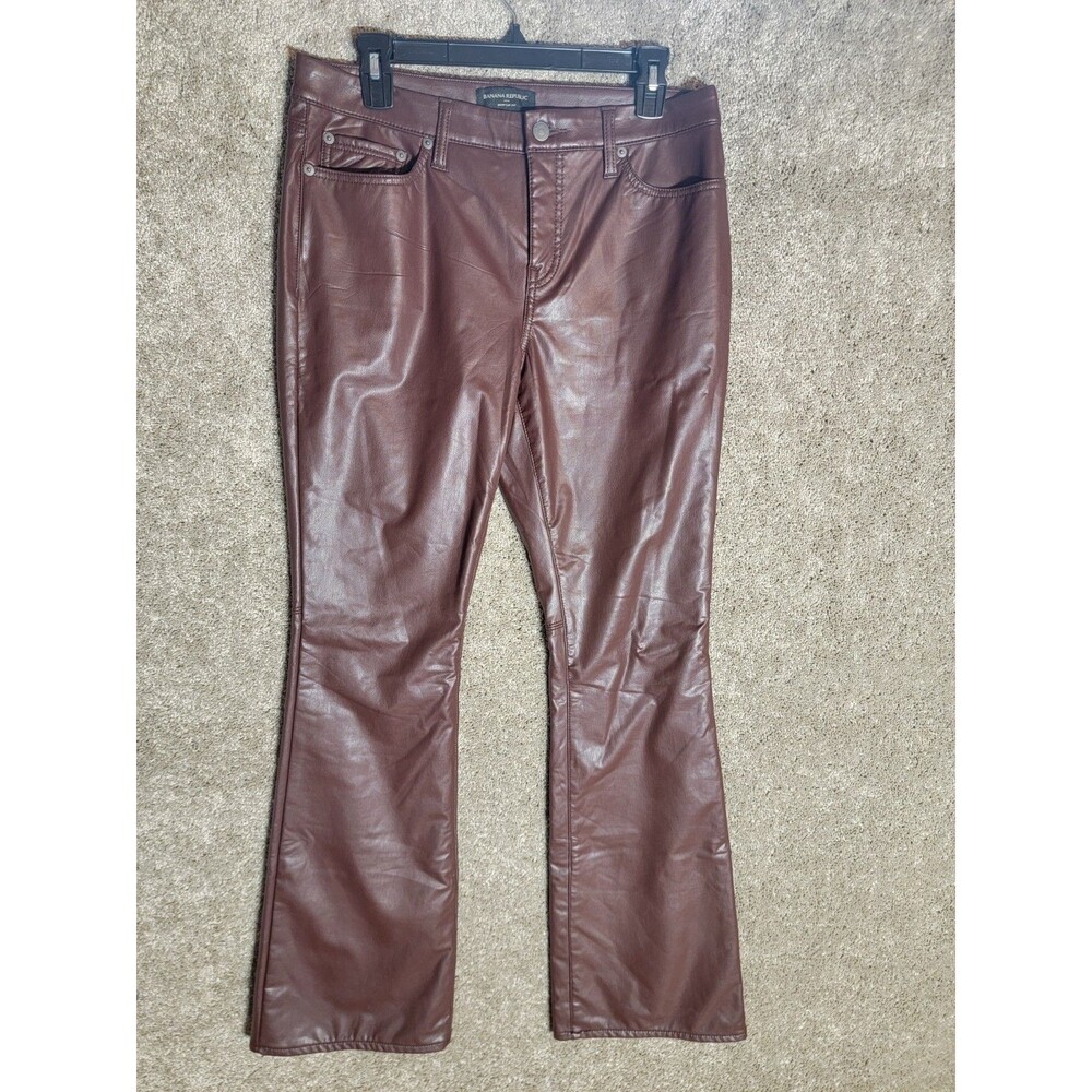 Banana Republic Women's Size 10 Faux Leather, Boot Cut Fit, Brown Pants